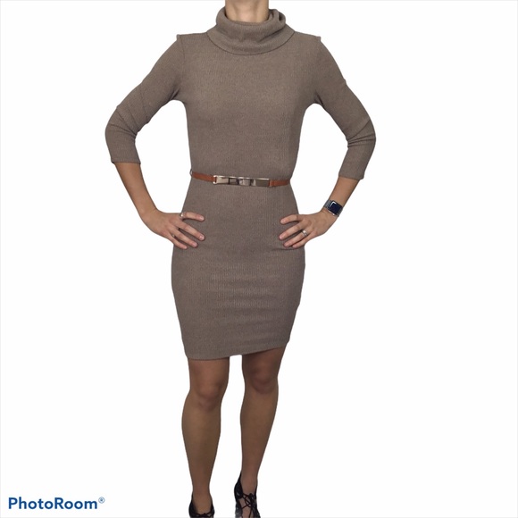 C’est Toi Dresses & Skirts - C’est Toi tan long sleeve turtleneck sweater dress
